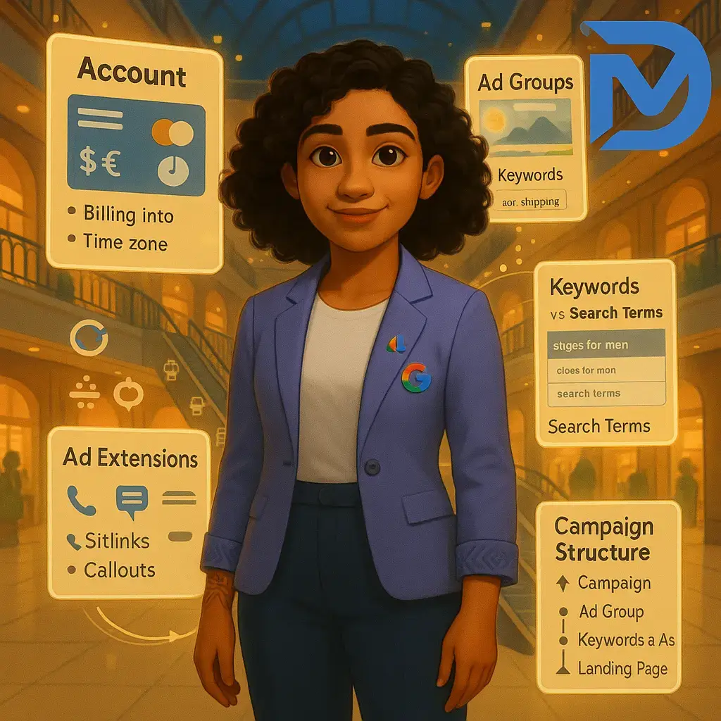 ساختار حساب گوگل ادز: کمپین‌ها، گروه‌های تبلیغاتی، ادزها و کلمات کلیدی